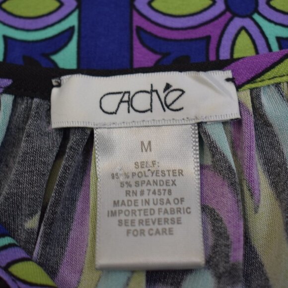 CACHE COLD SHOULDER 3/4 SLEEVES PRINTED BLOUSE‎  SZ MD - Picture 8 of 8